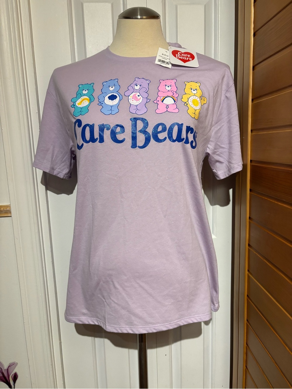 BNWT Care Bears Lavender Tee with Multicolor Bear Graphics